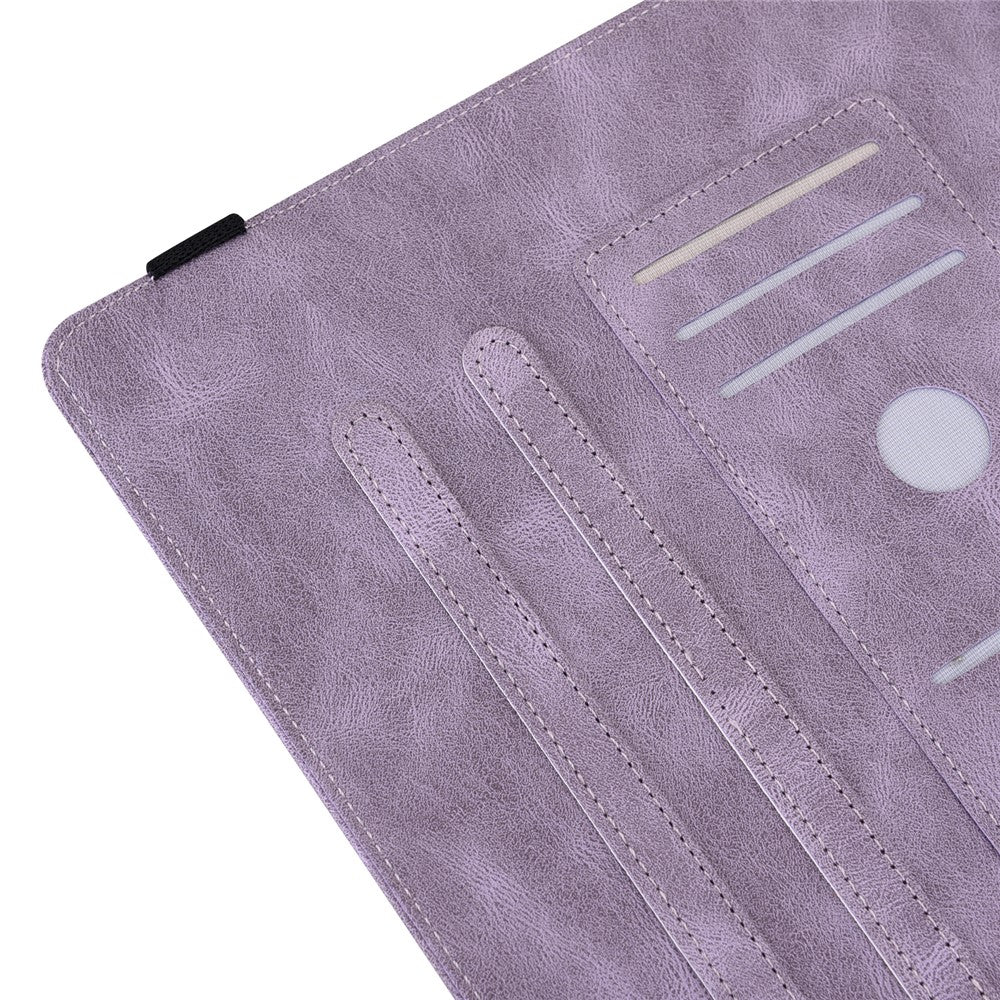 For Lenovo Tab P11 Gen 2 Shockproof Case Butterfly Flower Imprinted Leather Cover with Card Slot - Purple