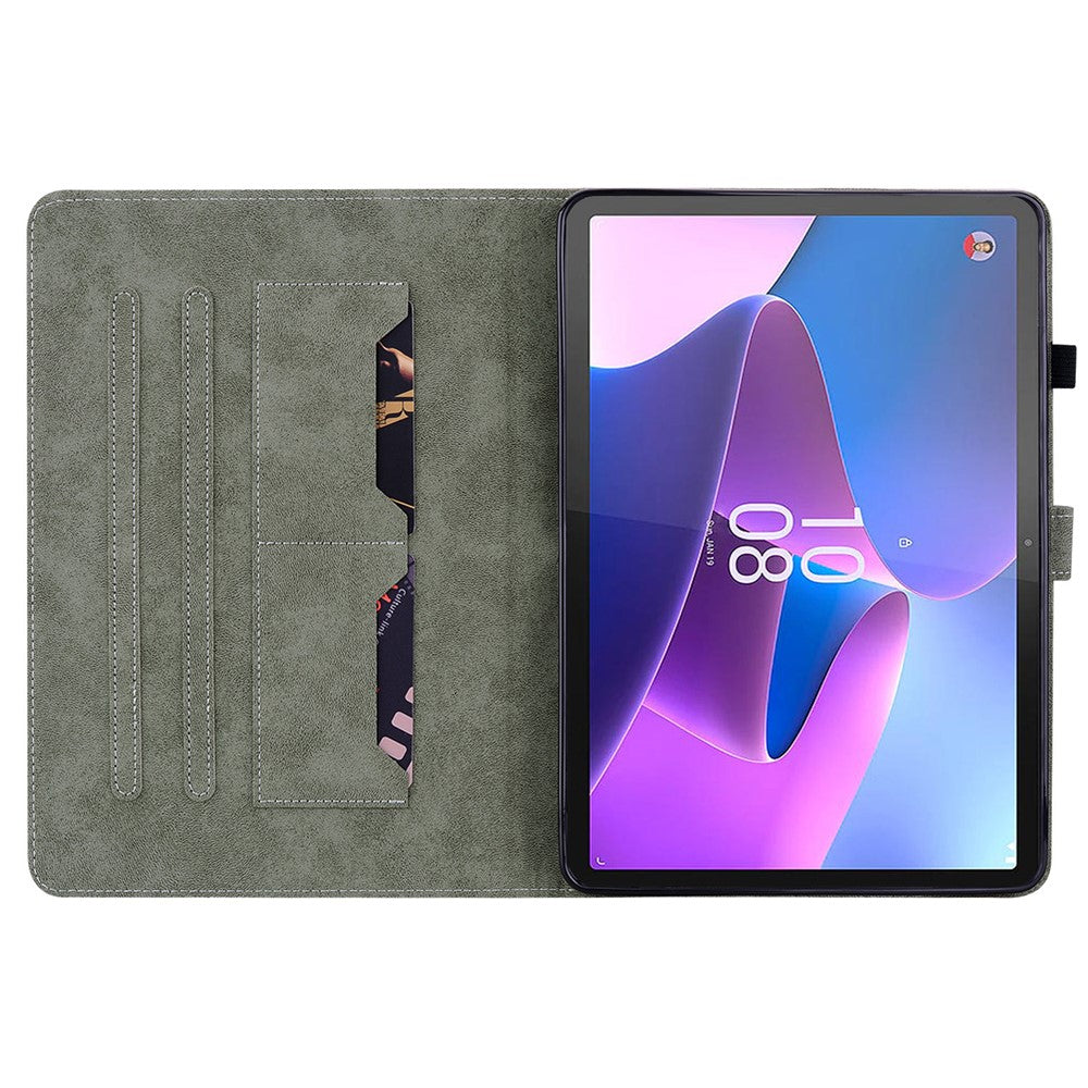 Shockproof Case for Lenovo Tab P11 Pro Gen 2 PU Leather Stand Case Cute Tiger Pattern Flip Cover with Card Holder - Purple