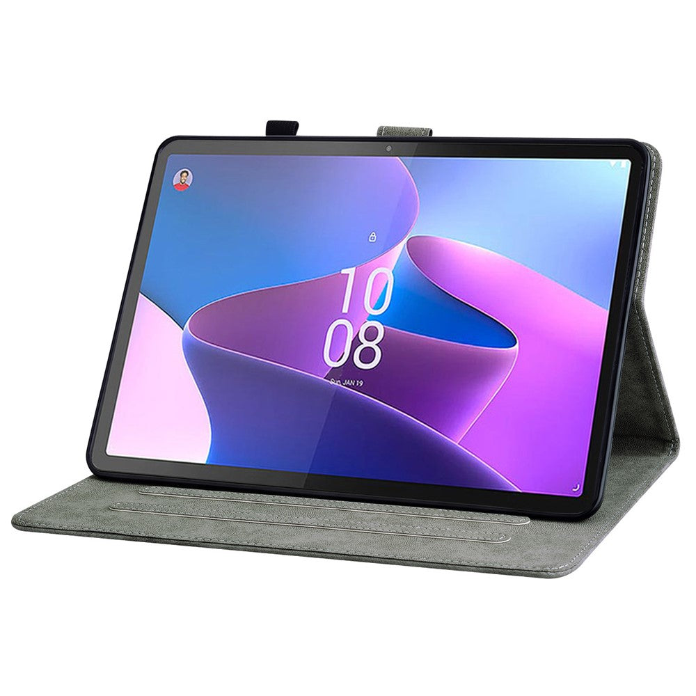 Shockproof Case for Lenovo Tab P11 Pro Gen 2 PU Leather Stand Case Cute Tiger Pattern Flip Cover with Card Holder - Purple