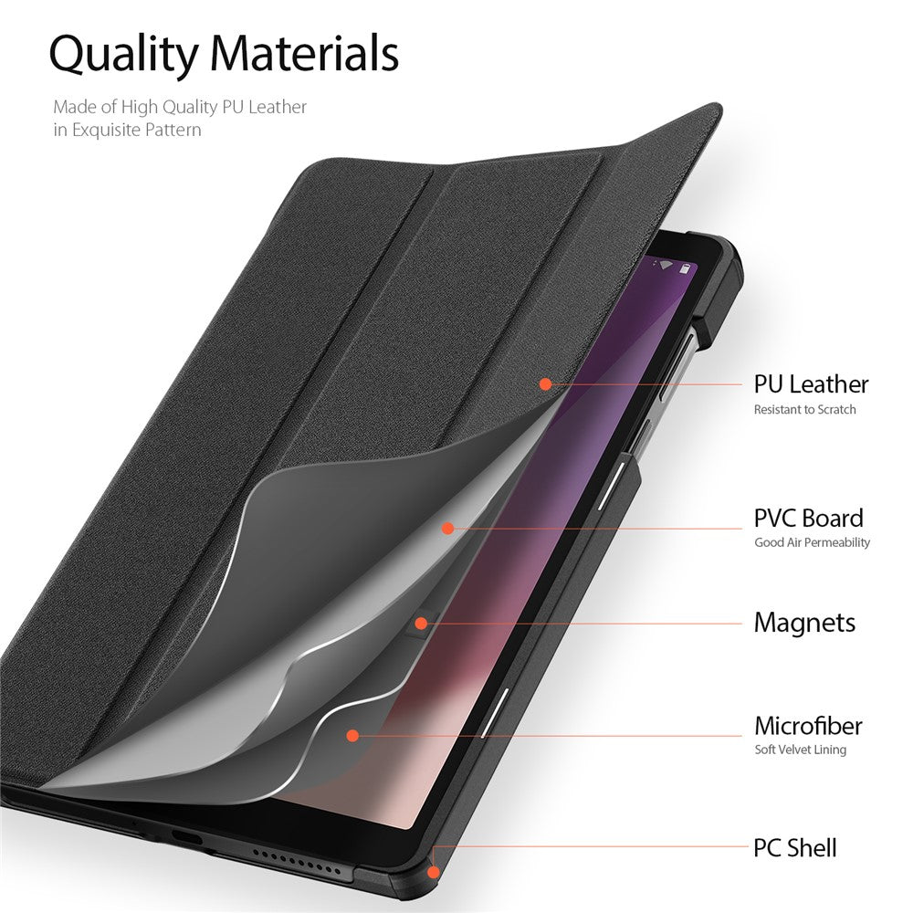 DUX DUCIS Domo Series PU Leather Case for Lenovo Tab M8 (4th Gen) 2024 TB-301XU / M8 (4th Gen) 2023 TB-300FU Tri-Fold Stand Case - Black