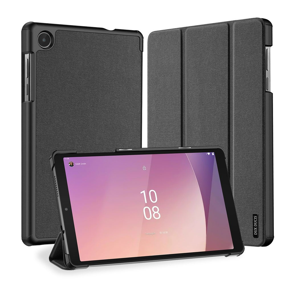 DUX DUCIS Domo Series PU Leather Case for Lenovo Tab M8 (4th Gen) 2024 TB-301XU / M8 (4th Gen) 2023 TB-300FU Tri-Fold Stand Case - Black