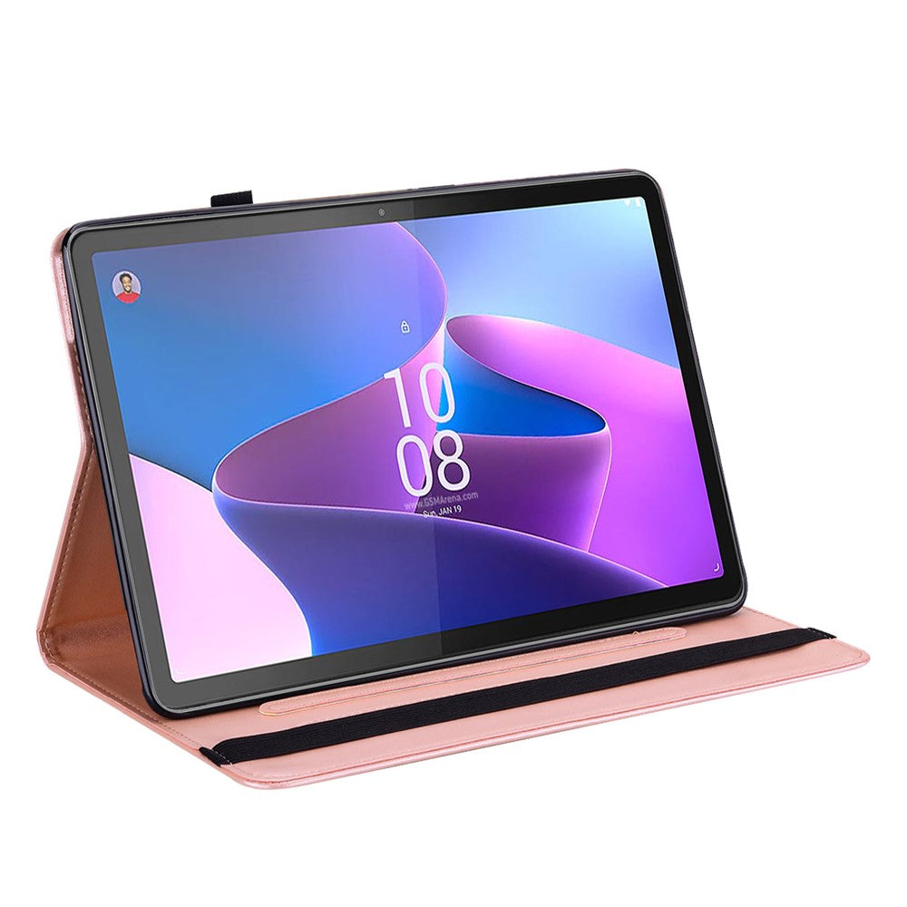 PU Leather Case for Lenovo Tab P11 Gen 2 Protective Cover Tree Deer Imprinted Stand Case with Card Slots - Rose Gold