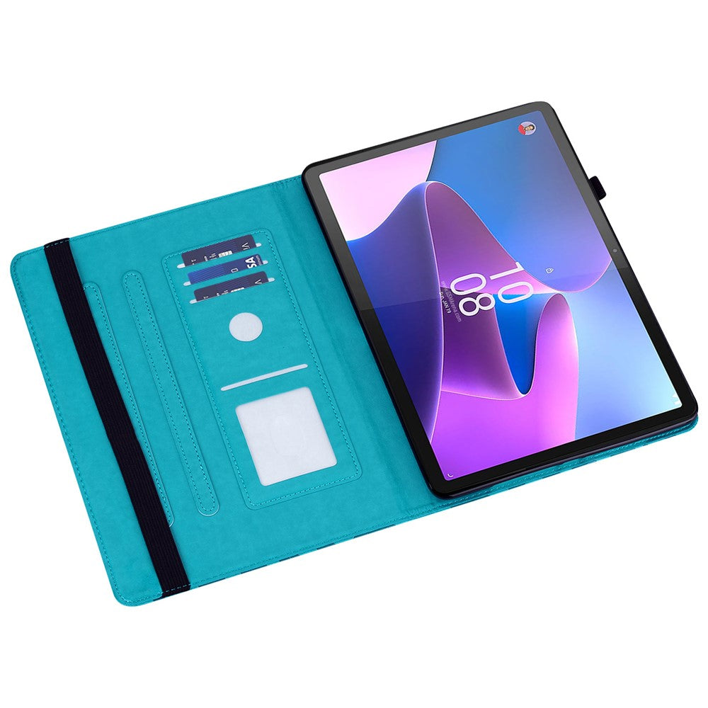 PU Leather Case for Lenovo Tab P11 Gen 2 Protective Cover Tree Deer Imprinted Stand Case with Card Slots - Blue