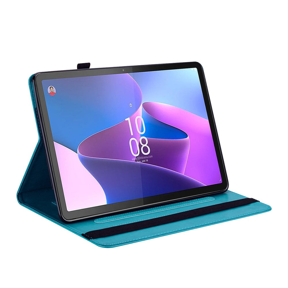 PU Leather Case for Lenovo Tab P11 Gen 2 Protective Cover Tree Deer Imprinted Stand Case with Card Slots - Blue