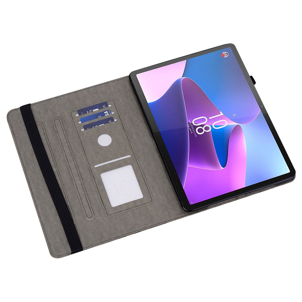 PU Leather Case for Lenovo Tab P11 Gen 2 Protective Cover Tree Deer Imprinted Stand Case with Card Slots - Grey