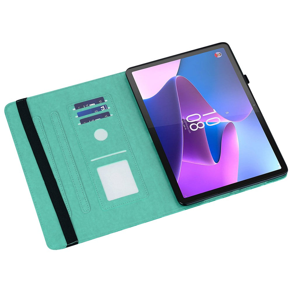 PU Leather Case for Lenovo Tab P11 Gen 2 Protective Cover Tree Deer Imprinted Stand Case with Card Slots - Green
