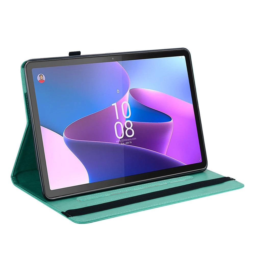PU Leather Case for Lenovo Tab P11 Gen 2 Protective Cover Tree Deer Imprinted Stand Case with Card Slots - Green