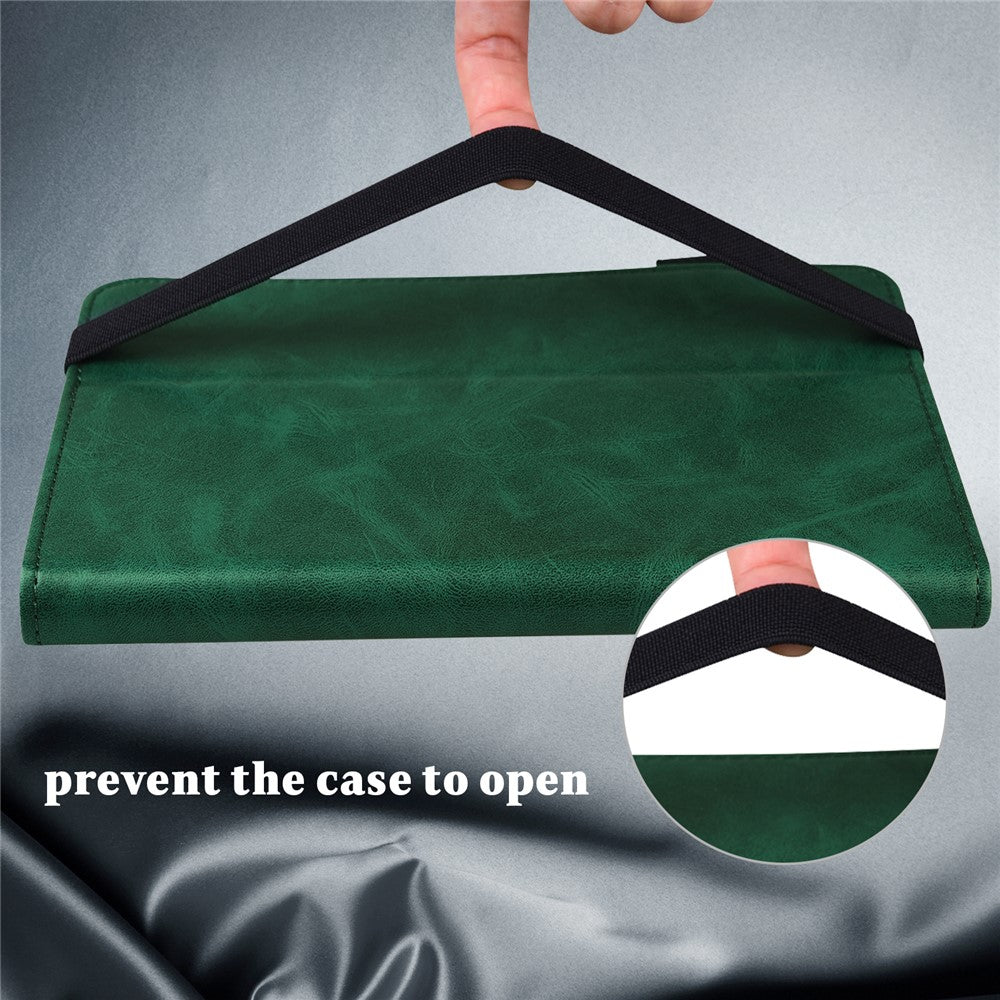 For Lenovo Tab M8 (4th Gen) 2024 TB-301XU / M8 (4th Gen) 2023 TB-300FU Line Imprinted Leather Drop-Proof Tablet Cover Stand with Card Slots - Green