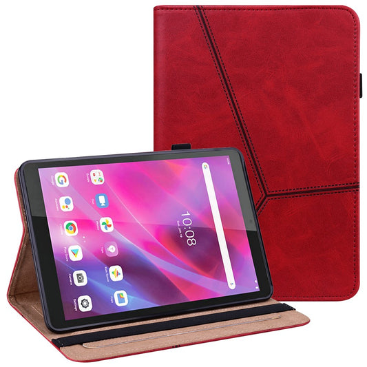 For Lenovo Tab M8 (4th Gen) 2024 TB-301XU / M8 (4th Gen) 2023 TB-300FU Line Imprinted Leather Drop-Proof Tablet Cover Stand with Card Slots - Red