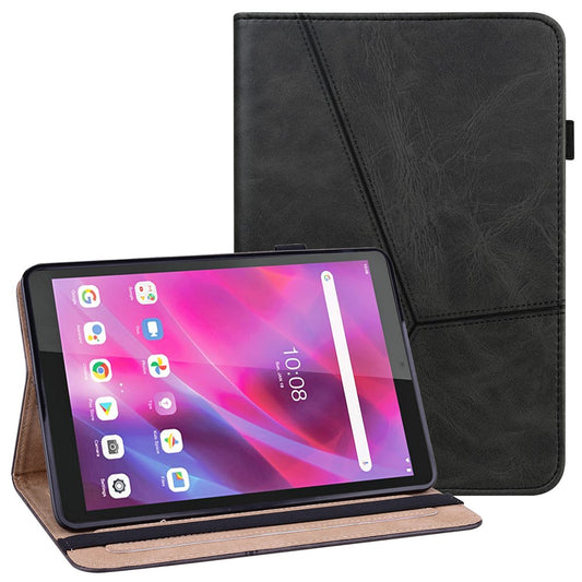 For Lenovo Tab M8 (4th Gen) 2024 TB-301XU / M8 (4th Gen) 2023 TB-300FU Line Imprinted Leather Drop-Proof Tablet Cover Stand with Card Slots - Black