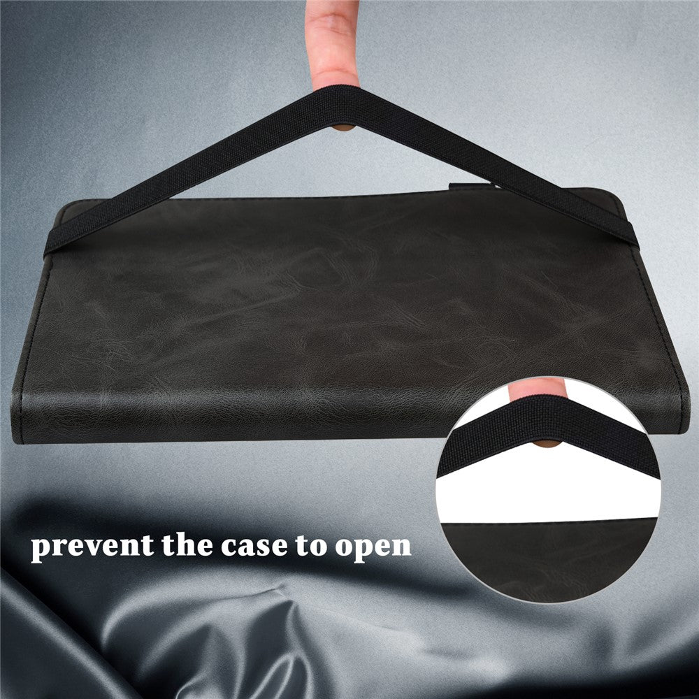 For Lenovo Tab M8 (4th Gen) 2024 TB-301XU / M8 (4th Gen) 2023 TB-300FU Line Imprinted Leather Drop-Proof Tablet Cover Stand with Card Slots - Black