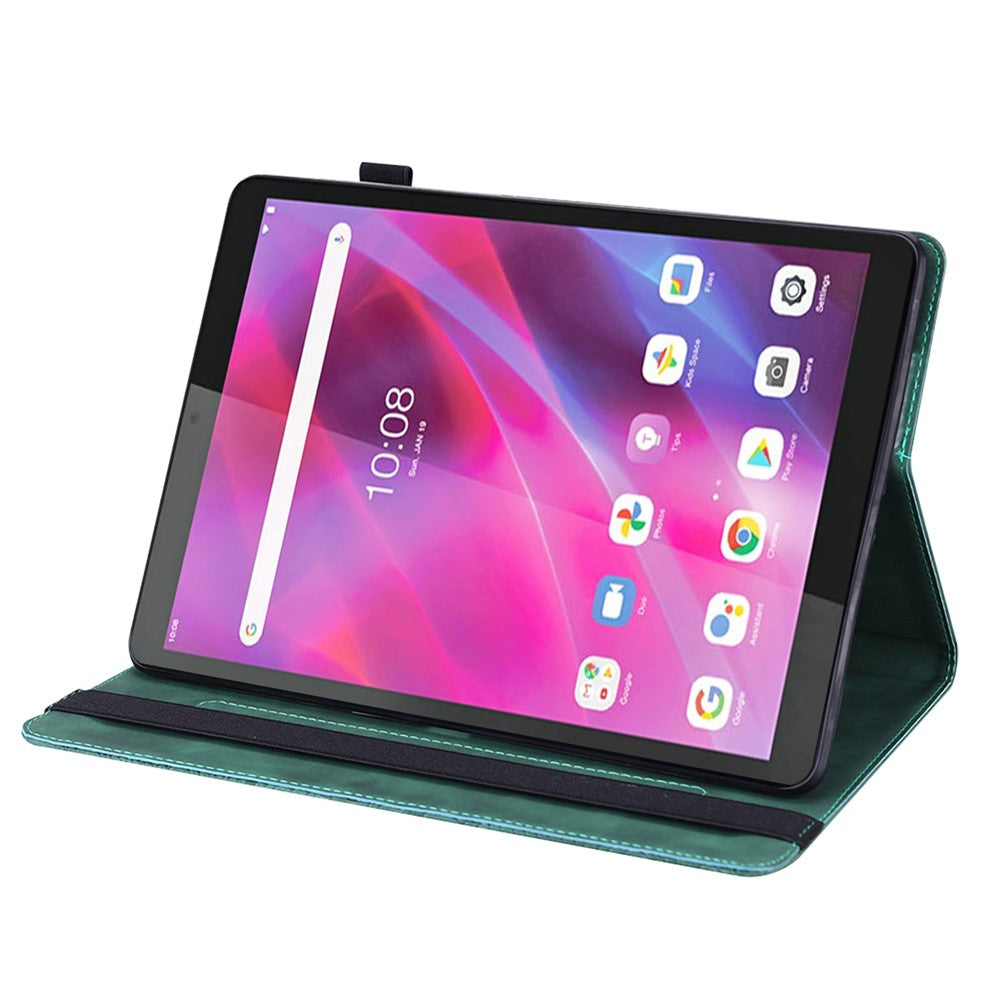 For Lenovo Tab M8 (4th Gen) 2024 TB-301XU / M8 (4th Gen) 2023 TB-300FU Flower Imprinting PU Leather Stand Case - Green