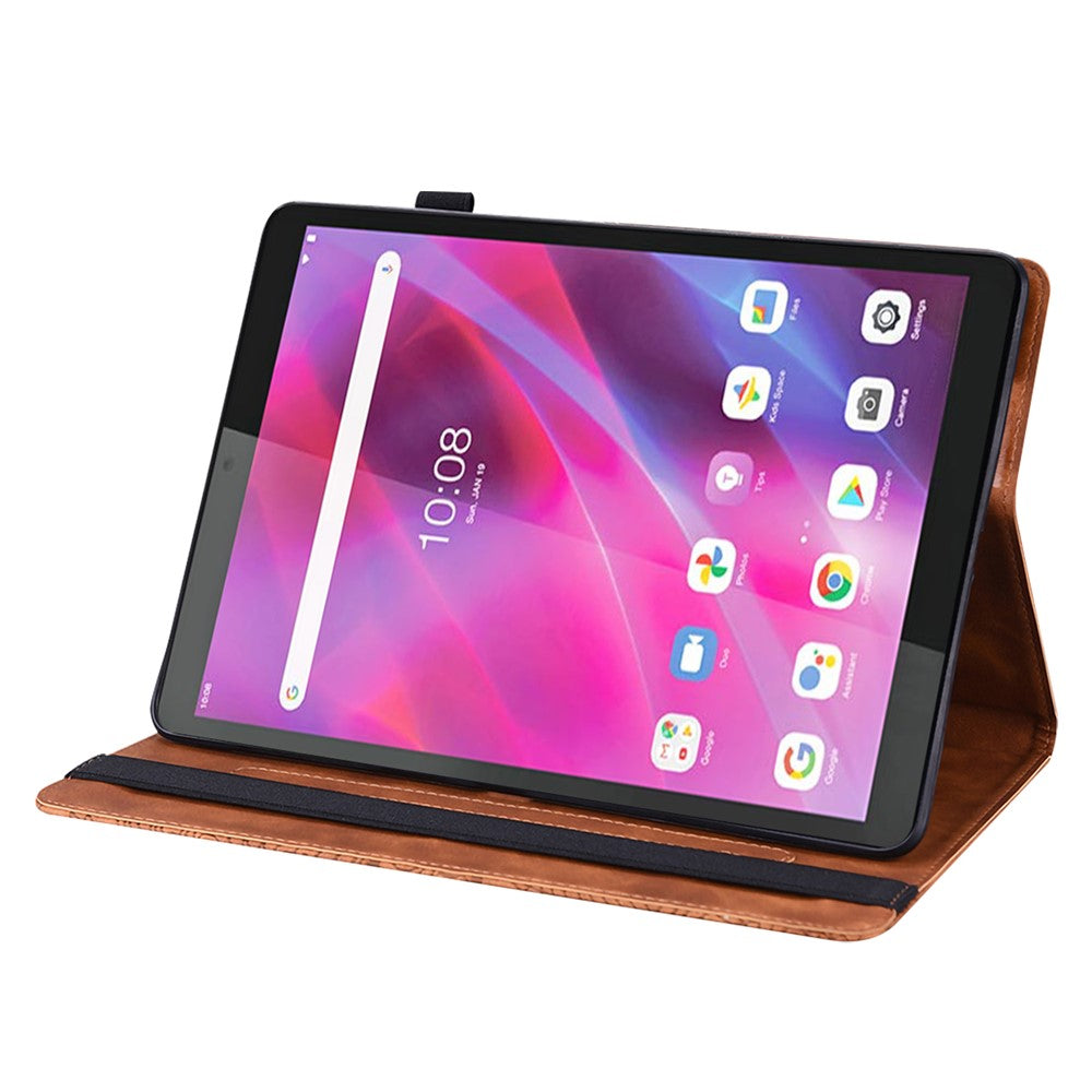 For Lenovo Tab M8 (4th Gen) 2024 TB-301XU / M8 (4th Gen) 2023 TB-300FU Flower Imprinting PU Leather Stand Case - Brown