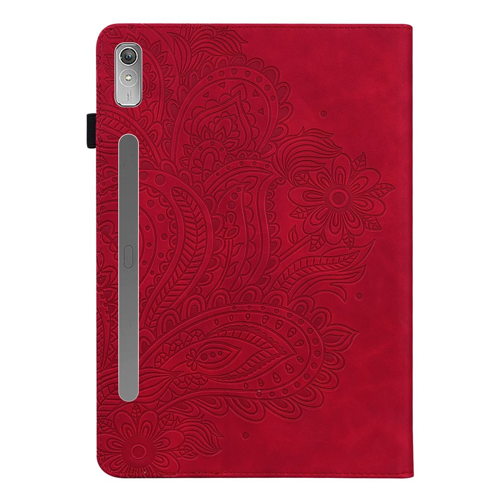 For Lenovo Tab P11 Pro Gen 2 PU Leather Stand Drop-proof Case Flower Imprinting Card Holder Tablet Cover - Red