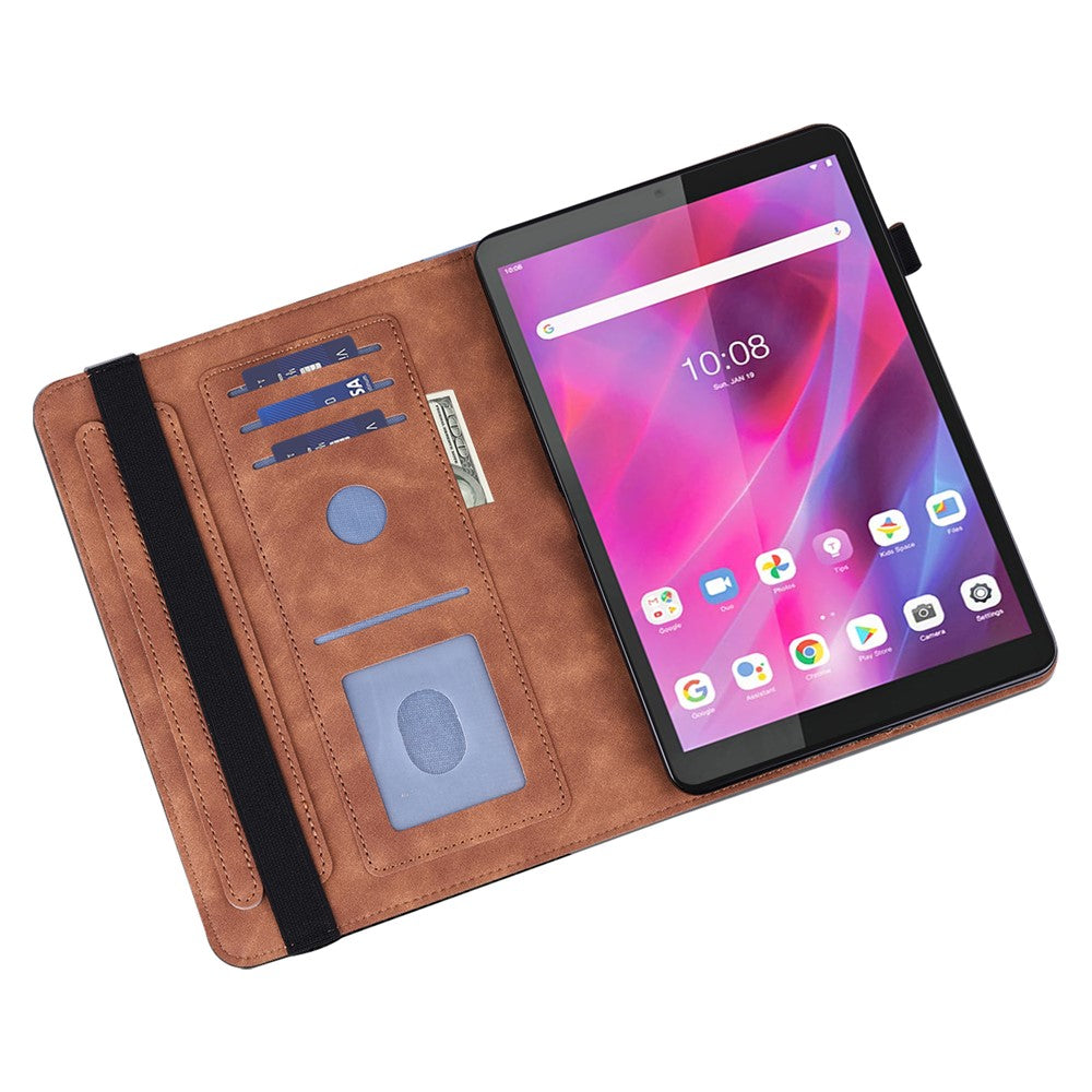 For Lenovo Tab M8 (4th Gen) 2024 TB-301XU / M8 (4th Gen) 2023 TB-300FU PU Leather Tablet Stand Case Flower Imprinting Wallet Tablet Cover - Brown