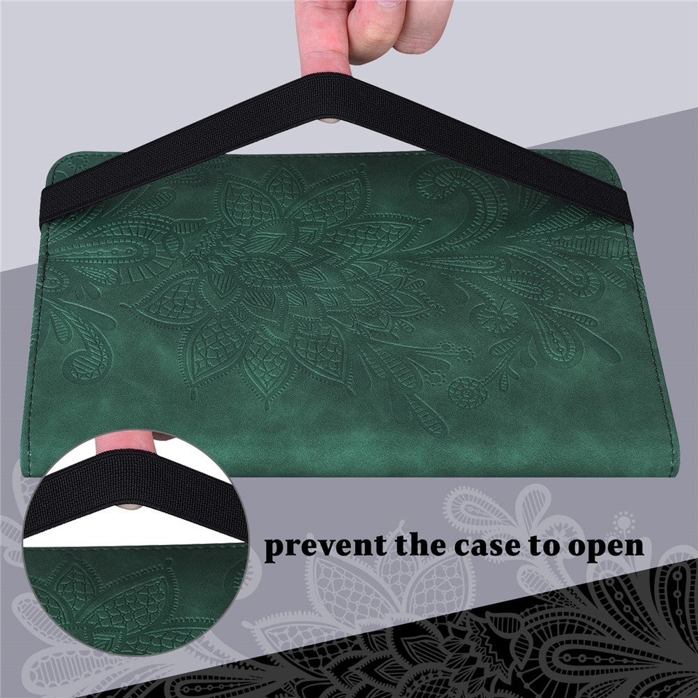 For Lenovo Tab M8 (4th Gen) 2024 TB-301XU / M8 (4th Gen) 2023 TB-300FU PU Leather Tablet Stand Case Flower Imprinting Wallet Tablet Cover - Green