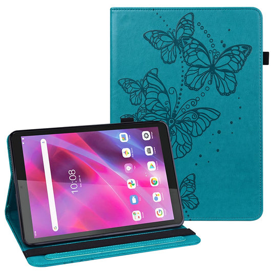 For Lenovo Tab M8 (4th Gen) 2024 TB-301XU / M8 (4th Gen) 2023 TB-300FU Leather Case Butterfly Imprinted Card Holder Stand Tablet Cover - Blue