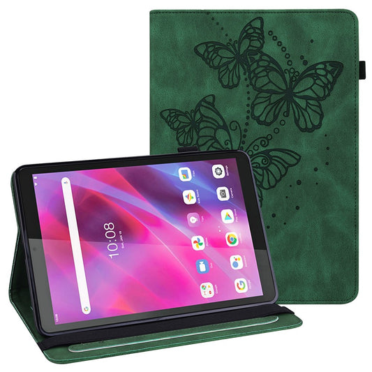 For Lenovo Tab M8 (4th Gen) 2024 TB-301XU / M8 (4th Gen) 2023 TB-300FU Leather Case Butterfly Imprinted Card Holder Stand Tablet Cover - Green