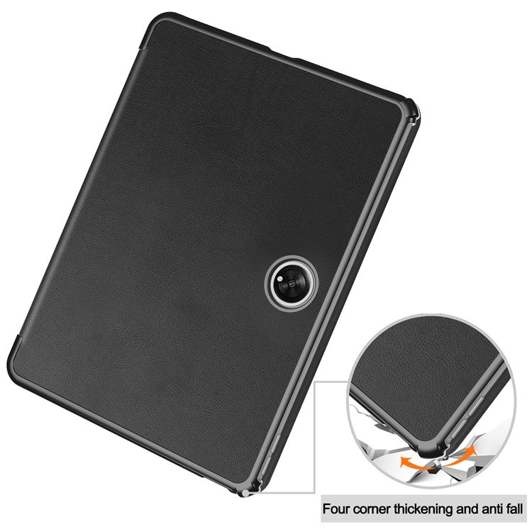 For OnePlus Pad Tri-fold Stand Tablet Case Auto Wake / Sleep Tablet Leather Cover - Black