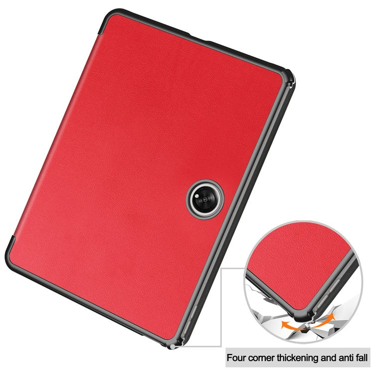 For OnePlus Pad Tri-fold Stand Tablet Case Auto Wake / Sleep Tablet Leather Cover - Red