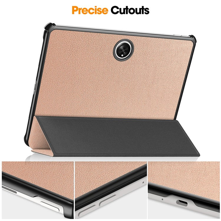 For OnePlus Pad Tri-fold Stand Tablet Case Auto Wake / Sleep Tablet Leather Cover - Rose Gold