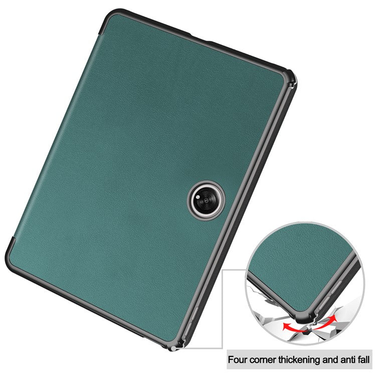 For OnePlus Pad Tri-fold Stand Tablet Case Auto Wake / Sleep Tablet Leather Cover - Blackish Green