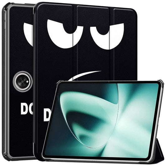 Pattern Printing Tablet Case for OnePlus Pad PU Leather Tri-fold Stand Anti-drop Tablet Cover - Don't Touch Me