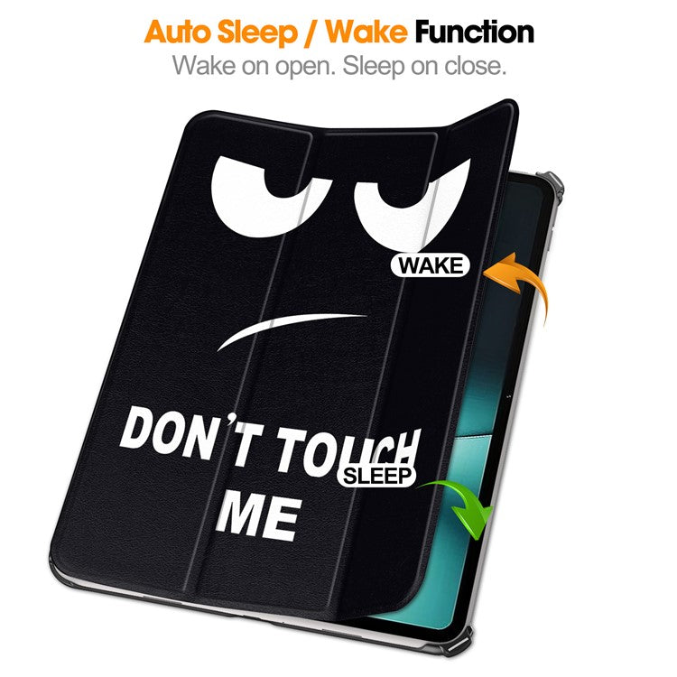Pattern Printing Tablet Case for OnePlus Pad PU Leather Tri-fold Stand Anti-drop Tablet Cover - Don't Touch Me