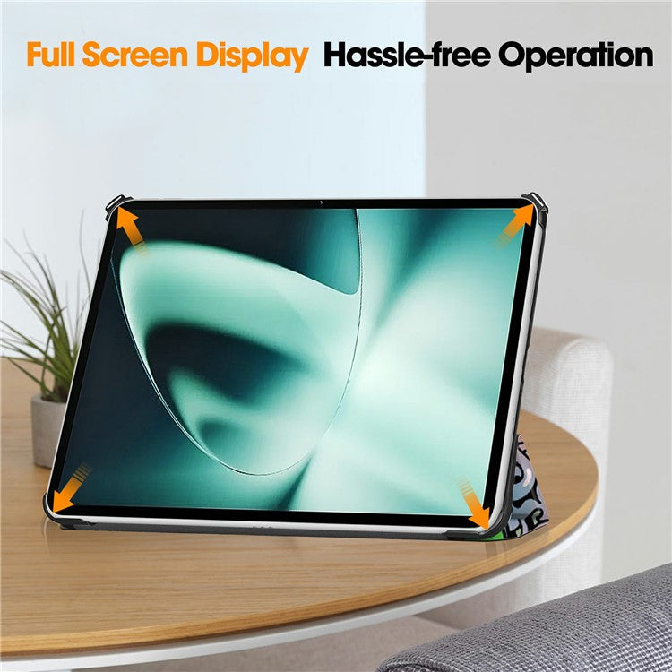 Pattern Printing Tablet Case for OnePlus Pad PU Leather Tri-fold Stand Anti-drop Tablet Cover - Graffiti