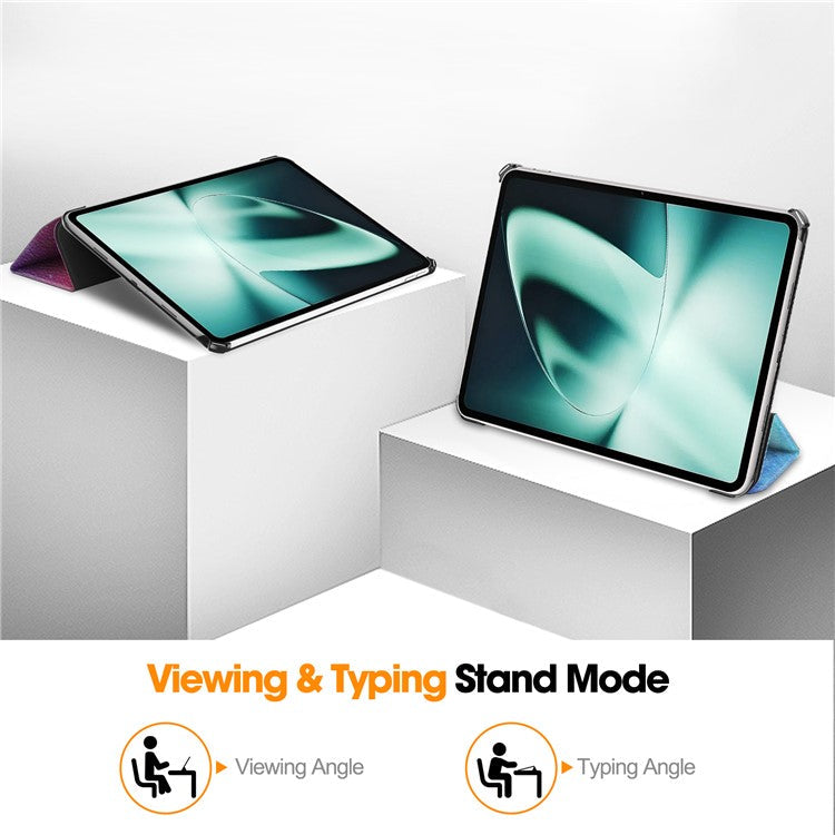 Pattern Printing Tablet Case for OnePlus Pad PU Leather Tri-fold Stand Anti-drop Tablet Cover - Starry Sky