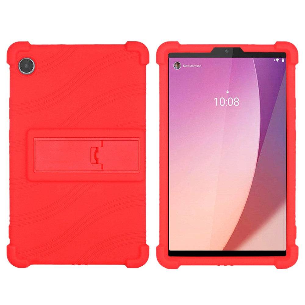 For Lenovo Tab M8 (4th Gen) 2024 TB-301XU / M8 (4th Gen) 2023 TB-300FU Silicone Case Kickstand Tablet Cover - Red