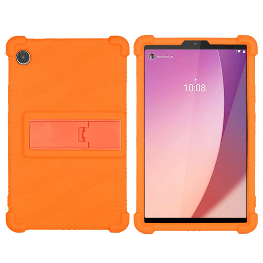 For Lenovo Tab M8 (4th Gen) 2024 TB-301XU / M8 (4th Gen) 2023 TB-300FU Silicone Case Kickstand Tablet Cover - Orange