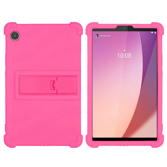 For Lenovo Tab M8 (4th Gen) 2024 TB-301XU / M8 (4th Gen) 2023 TB-300FU Silicone Case Kickstand Tablet Cover - Rose