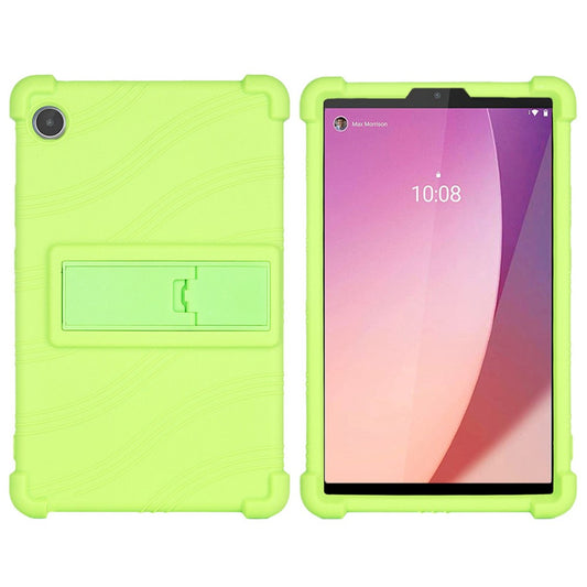 For Lenovo Tab M8 (4th Gen) 2024 TB-301XU / M8 (4th Gen) 2023 TB-300FU Silicone Case Kickstand Tablet Cover - Green