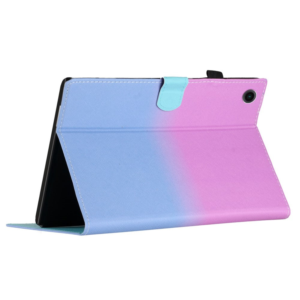 For Lenovo Tab M10 Plus TB-X606F Gradient PU Leather Card Holder Tablet Cover Flip Stand Anti-drop Case - Purple / Blue