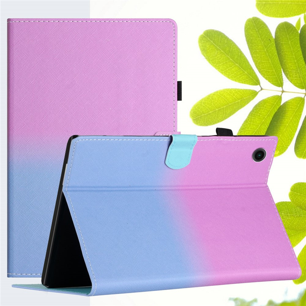 For Lenovo Tab M10 Plus TB-X606F Gradient PU Leather Card Holder Tablet Cover Flip Stand Anti-drop Case - Purple / Blue