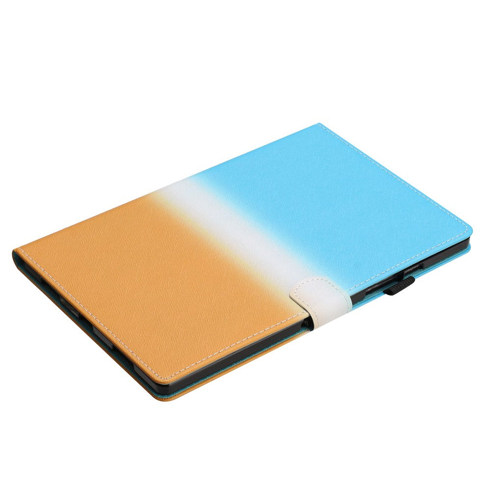 For Lenovo Tab M10 Plus TB-X606F Gradient PU Leather Card Holder Tablet Cover Flip Stand Anti-drop Case - Blue / Orange
