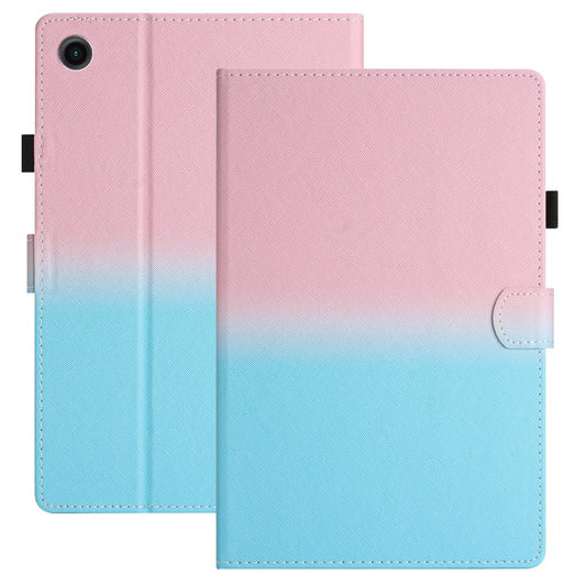 For Lenovo Tab M10 Plus TB-X606F Gradient PU Leather Card Holder Tablet Cover Flip Stand Anti-drop Case - Pink / Blue