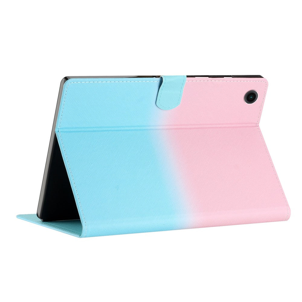 For Lenovo Tab M10 Plus (3rd Gen) / Xiaoxin Pad 2022 10.6 inch Gradient Color Leather Tablet Stand Case Stitching Lines Cover - Pink / Blue