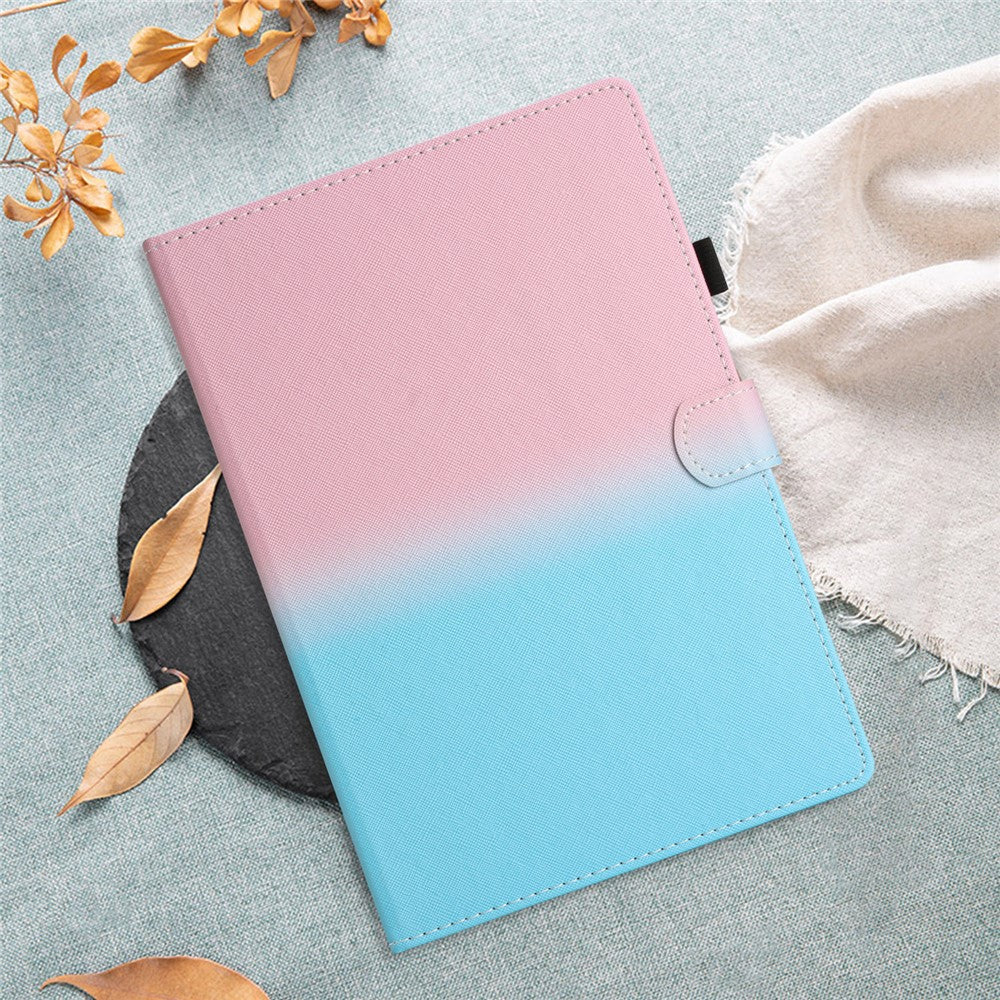 For Lenovo Tab M10 Plus (3rd Gen) / Xiaoxin Pad 2022 10.6 inch Gradient Color Leather Tablet Stand Case Stitching Lines Cover - Pink / Blue