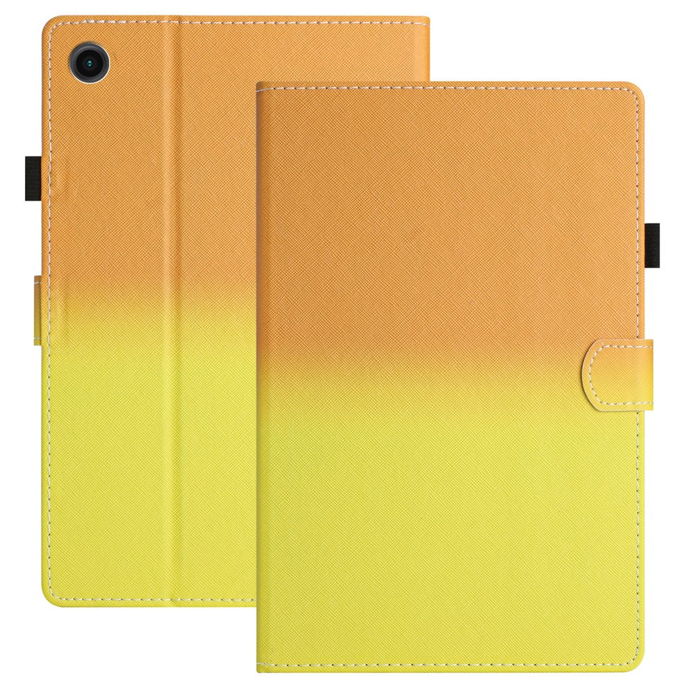 For Lenovo Tab M10 Plus (3rd Gen) / Xiaoxin Pad 2022 10.6 inch Gradient Color Leather Tablet Stand Case Stitching Lines Cover - Orange / Yellow