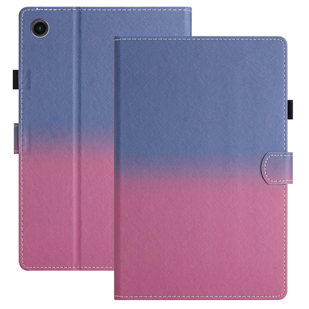For Lenovo Tab M10 Plus (3rd Gen) / Xiaoxin Pad 2022 10.6 inch Gradient Color Leather Tablet Stand Case Stitching Lines Cover - Blue / Rose