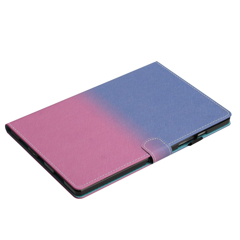 For Lenovo Tab M10 Plus (3rd Gen) / Xiaoxin Pad 2022 10.6 inch Gradient Color Leather Tablet Stand Case Stitching Lines Cover - Blue / Rose