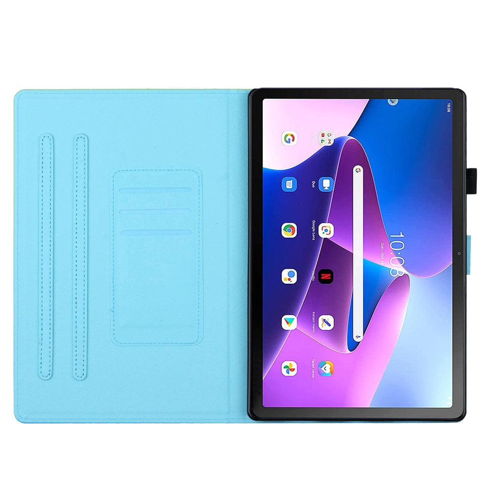 For Lenovo Tab M10 Plus (3rd Gen) / Xiaoxin Pad 2022 10.6 inch Gradient Color Leather Tablet Stand Case Stitching Lines Cover - Blue / Orange