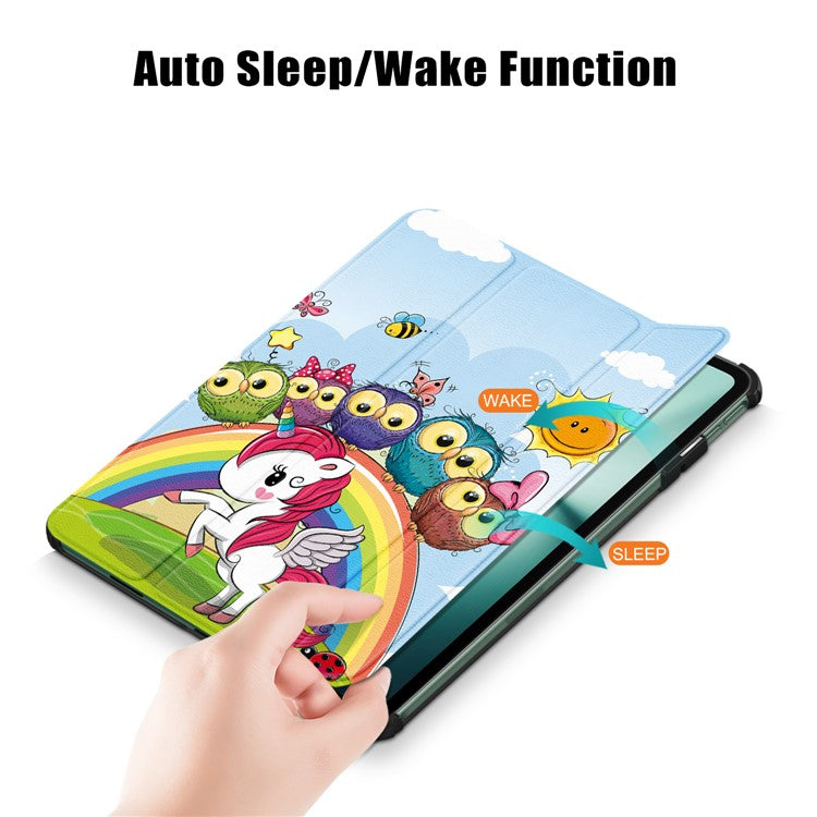For OnePlus Pad / Oppo Pad 2 Tri-fold Stand Tablet Case Pattern Printing Tablet Leather Cover with Auto Wake / Sleep - Horse