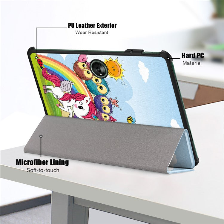 For OnePlus Pad / Oppo Pad 2 Tri-fold Stand Tablet Case Pattern Printing Tablet Leather Cover with Auto Wake / Sleep - Horse
