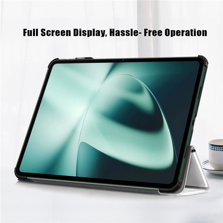 For OnePlus Pad / Oppo Pad 2 Tri-fold Stand Tablet Case Pattern Printing Tablet Leather Cover with Auto Wake / Sleep - Cat