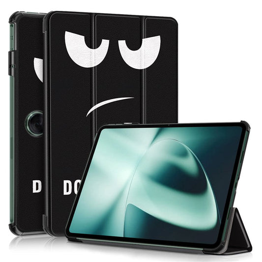 For OnePlus Pad / Oppo Pad 2 Tri-fold Stand Tablet Case Pattern Printing Tablet Leather Cover with Auto Wake / Sleep - Don't Touch Me