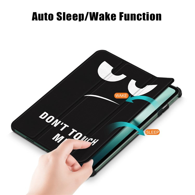 For OnePlus Pad / Oppo Pad 2 Tri-fold Stand Tablet Case Pattern Printing Tablet Leather Cover with Auto Wake / Sleep - Don't Touch Me