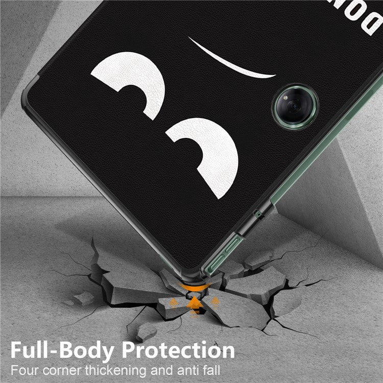For OnePlus Pad / Oppo Pad 2 Tri-fold Stand Tablet Case Pattern Printing Tablet Leather Cover with Auto Wake / Sleep - Don't Touch Me